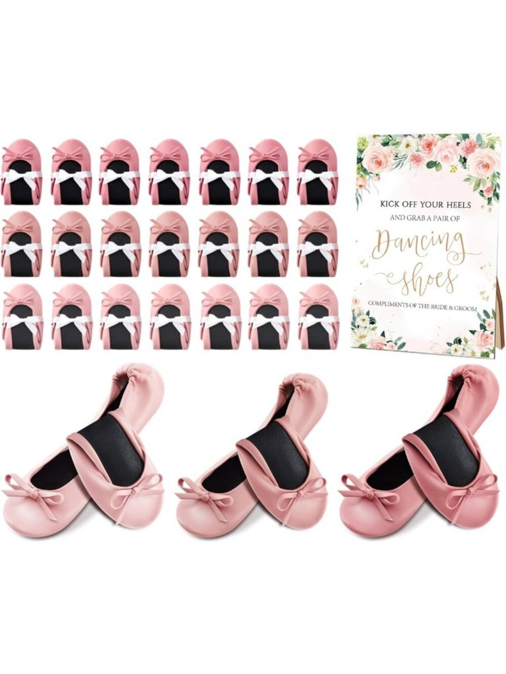 Pink Foldable Ballet Flats for Wedding Guests | Comfortable & Stylish Footwear